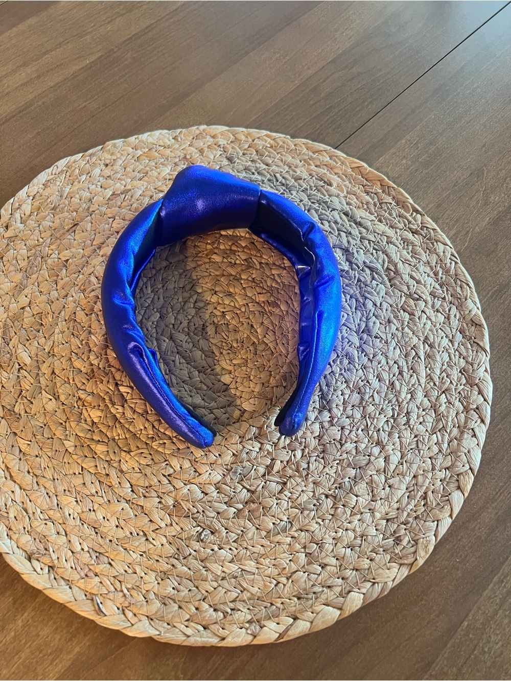 Brianna Cannon Blue Puff Metallic Knotted Headband